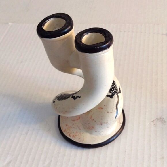 2 90s Y2K Hand-Carved Kenya African Soapstone Candle Holders Lizard Decor Boho - Picture 3 of 16